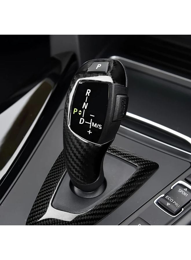 Carbon Fiber Style Gear Shift Knob Cover Compatible with Series 2 3 4 5 7 X3 X4 X5 X6 Right Hand Drive - Image 1